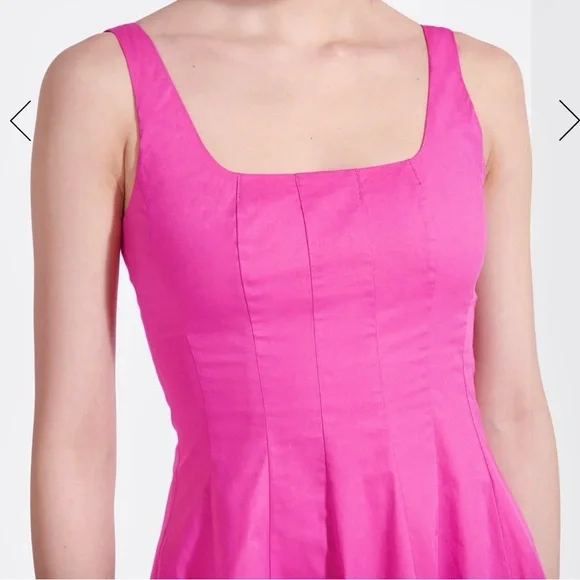 🌺🎉HP🎉🌺 NWT Staud Wells Mini Dress Peony - Picture 6 of 16